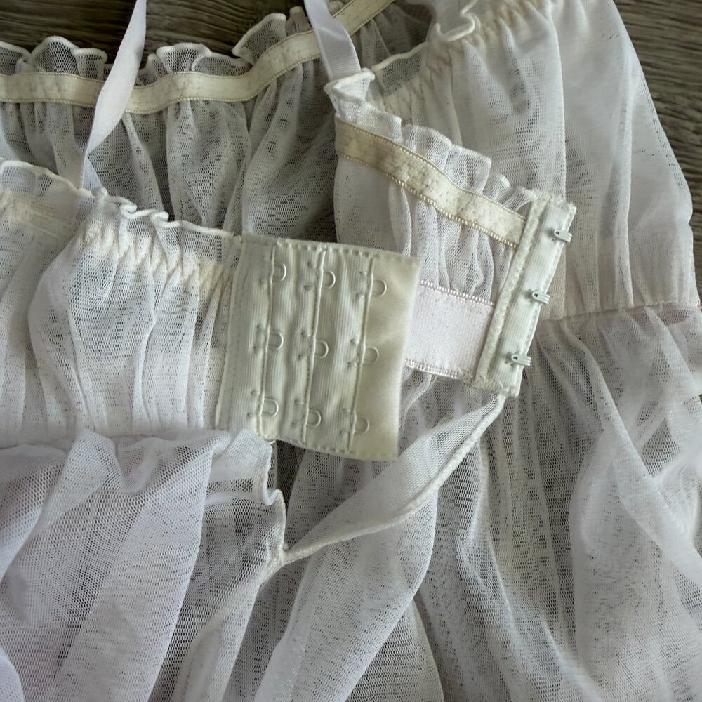 Rampage Sheer White Babydoll Lingerie Pink Satin Bow S - Picture 8 of 8